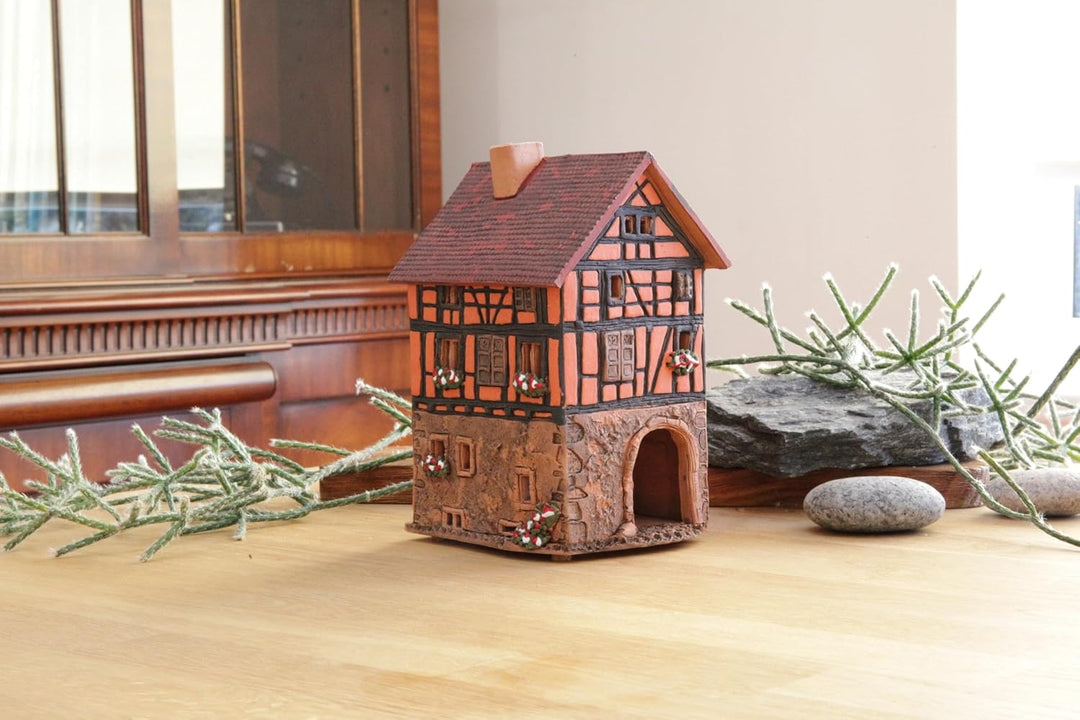 Midene Keramik Aroma Lichthaus, Handarbeit, Künstlerisches Miniatur, Historisches Altes Haus in Riqu