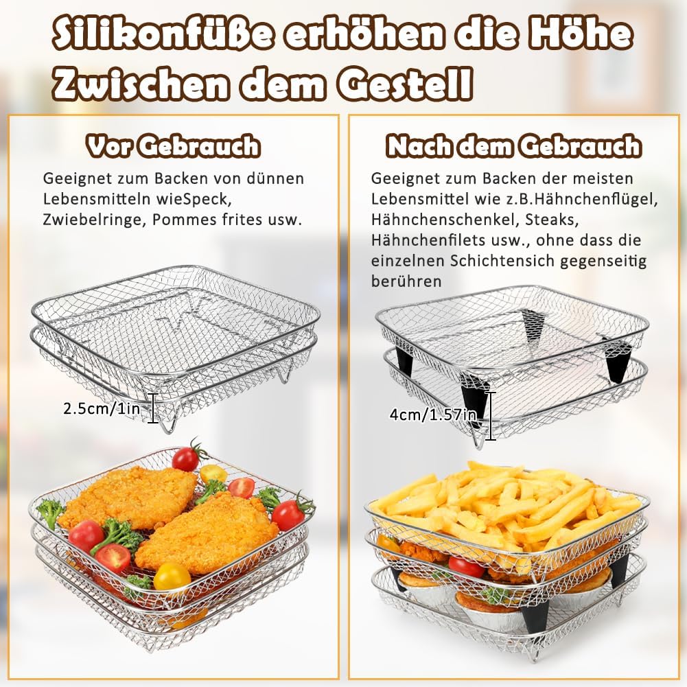Airfryer Zubehör für Russell Hobbs 4L /Ninja PRO 4,7L AF140EU & 6,2L AF180EU Heissluftfritteuse, Kle