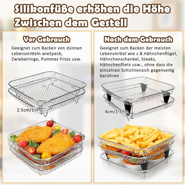 Airfryer Zubehör für Russell Hobbs 4L /Ninja PRO 4,7L AF140EU & 6,2L AF180EU Heissluftfritteuse, Kle