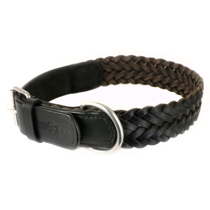 Monkimau Halsband für Hunde aus echt Leder geflochten verstellbar XL 47-58 cm L: 30mm x 65cm, L: 30m