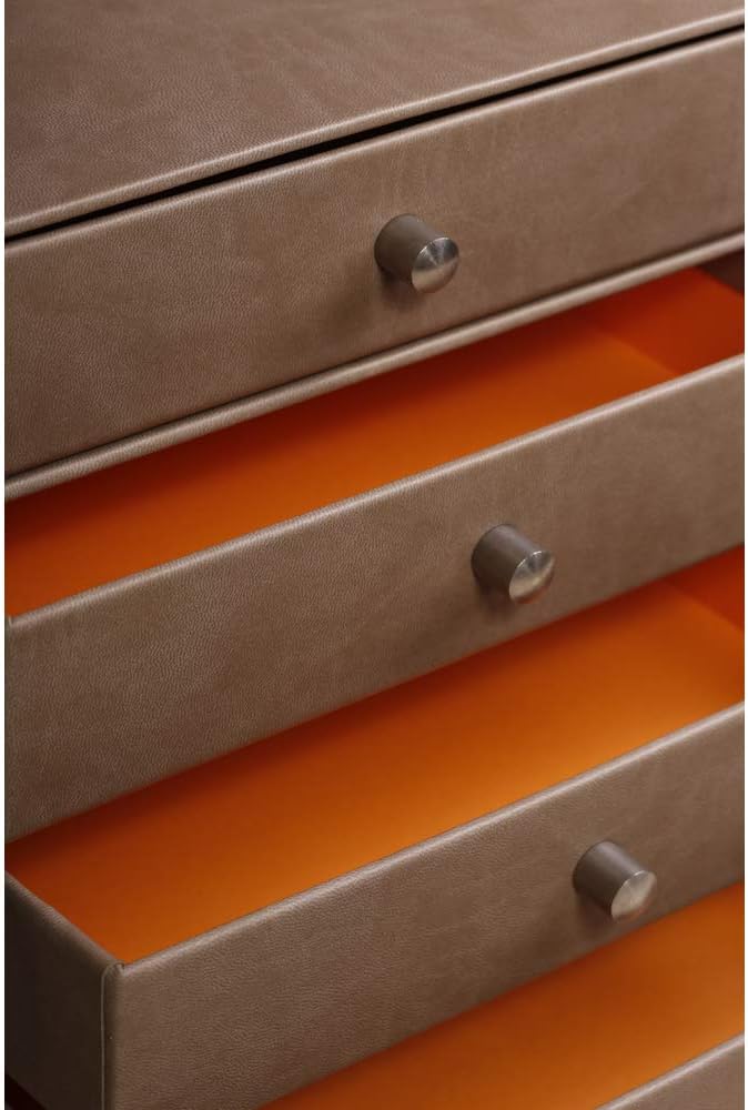 Rhodia 318864C Schubladenbox (mit 4 Schubladen, Griffe aus Metall, Kunstleder, elegant und praktisch