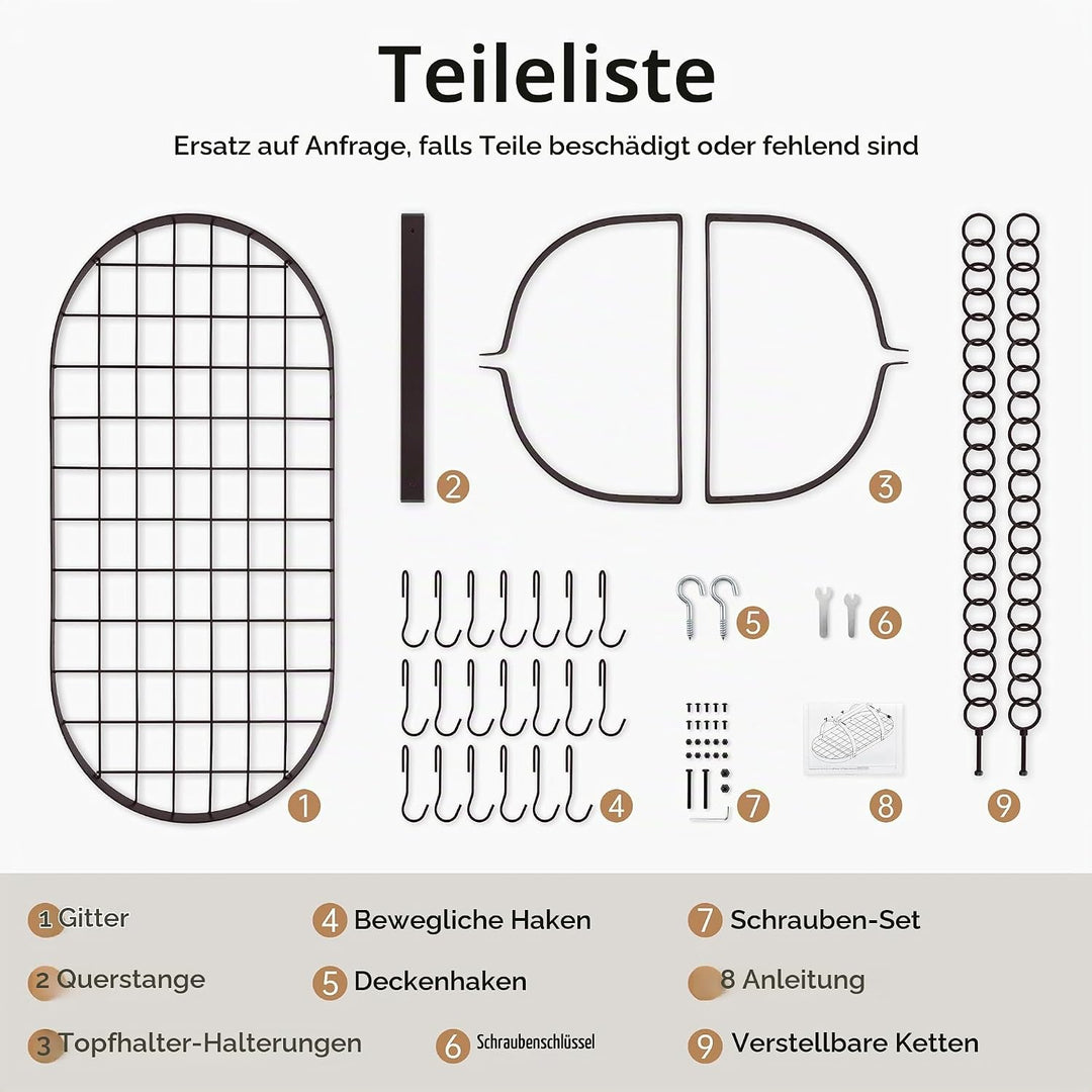 KES 85x39cm Ölbronze Topfhalter Pfannenhalter Hängeregal Küche Topfregal Deckenregal Hängend Küchenr