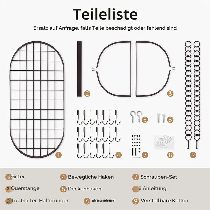 KES 85x39cm Ölbronze Topfhalter Pfannenhalter Hängeregal Küche Topfregal Deckenregal Hängend Küchenr