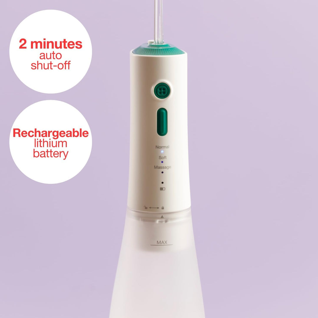 Solac – Munddusche Aqua Pulse, 320ml Tank, 120 Impulse/Min, 3 Druckstufen, Wiederaufladbarer Akku, 3