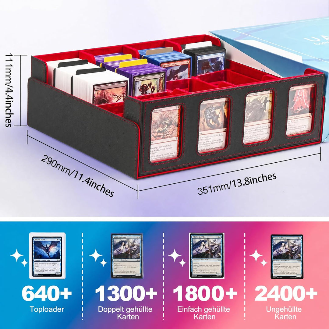 Trading Card Storage Box für Commander Display, 2400+ MTG Deck Box mit 4 Top Loaders, TCG Card Case