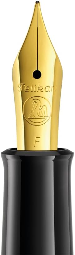 Pelikan Füllhalter Classic 200, Schwarz, Feder B (breit), hochwertiger Kolbenfüller im Geschenk-Etui
