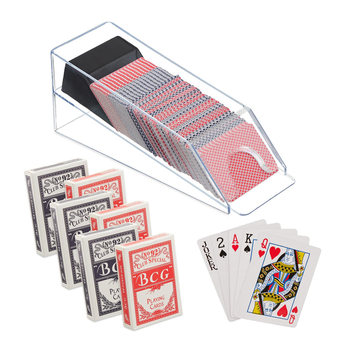 Relaxdays 2 x Kartenschlitten, Kartenspender mit 6 Decks, Blackjack Zubehör, HxBxT: 10 x 10 x 29 cm,