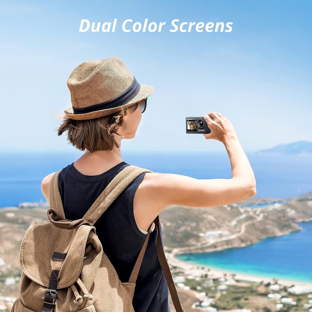 AKASO Brave 4 Pro Action Cam 4K30FPS 20MP mit 60cm Stativ Selfie Stick und Tasche 40M Unterwasserkam