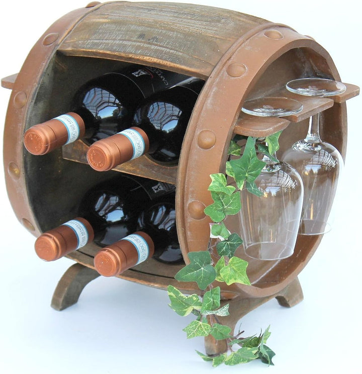 DanDiBo Weinregal Holz Weinfass Braun 33 cm 2110 Bar Flaschenregal Flaschenständer Klein Fass Holzfa