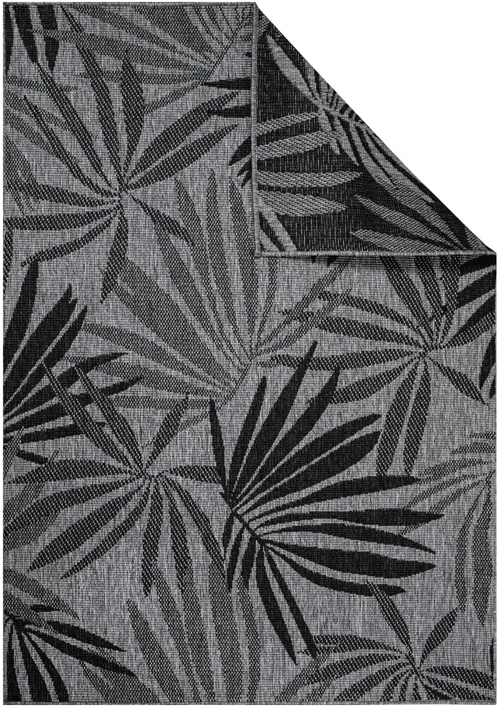 carpet city In- & Outdoor-Teppich Anthrazit, Grau - Wendeteppich - 160x230 cm - Florales Muster - We