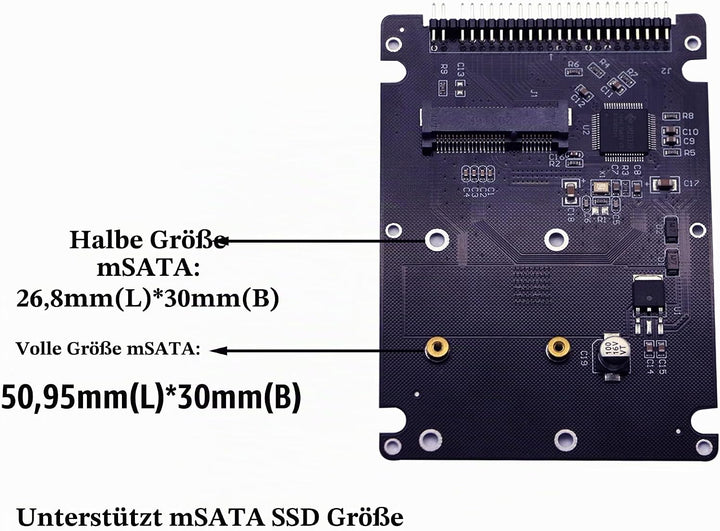 GINTOOYUN MSATA Mini PCI-E SSD auf 2,5-Zoll-IDE 44Pin-Konverterkarte mit Shell, Schwarz für Notebook