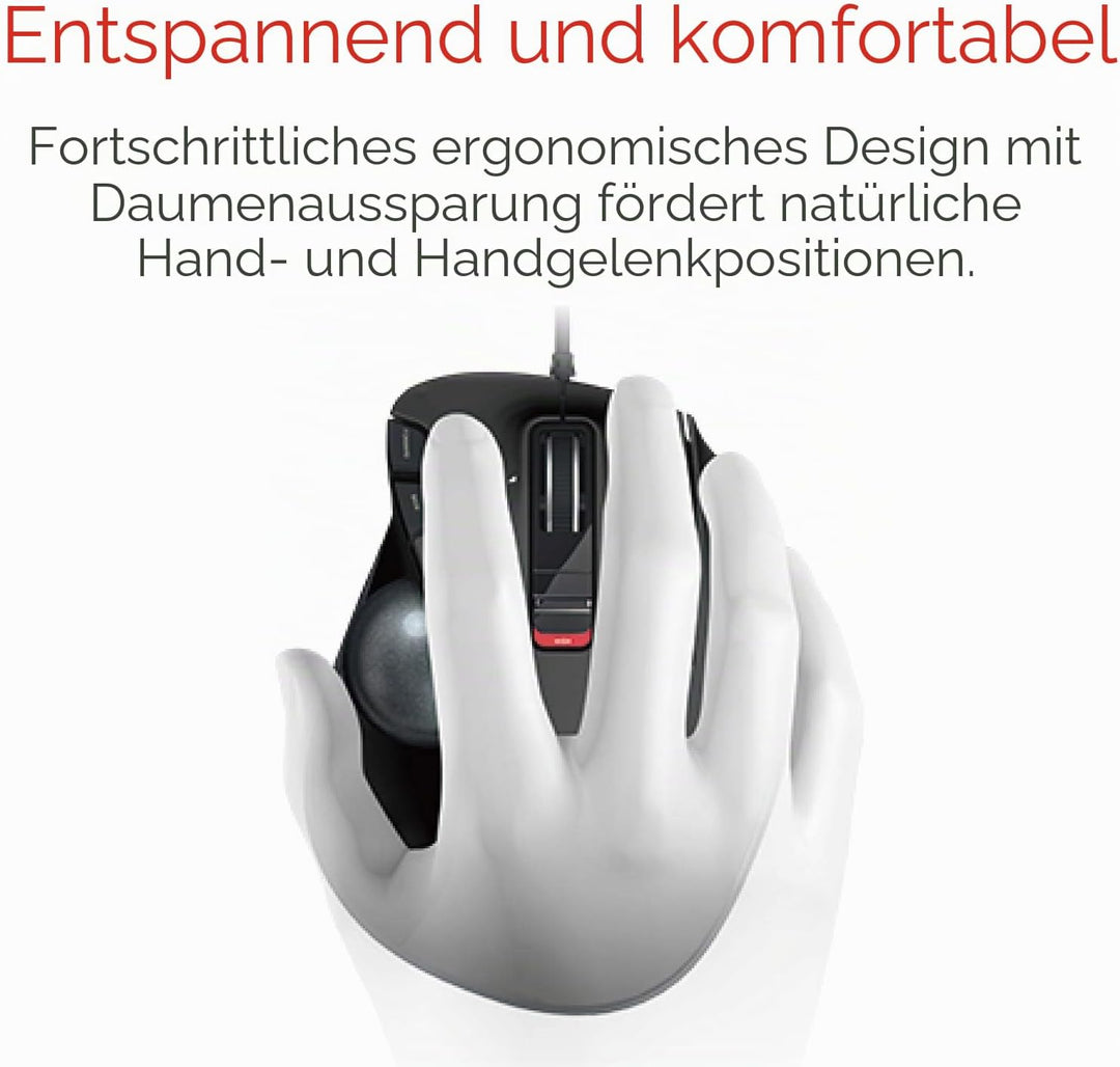 ELECOM M-XT3URBK Mouse Wired Trackball Grip 6 Button, Black Thumb-operated Wickel