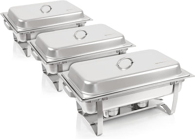 Mahlzeit Chafing Dish Profi Set Montpellier, 3X Edelstahl Warmhaltebehälter, 21-TLG Speisewärmer, Wä