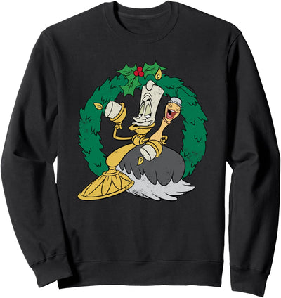 Disney Beauty and the Beast Lumière and Fifi Wreath Holiday Sweatshirt