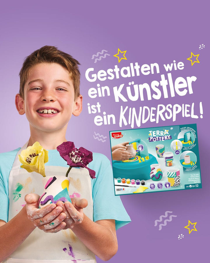 Maped CREATIV – 907220 elektrische Töpferscheibe TERRA POTTERY mit Fusspedal - inklsuive Töpferton u