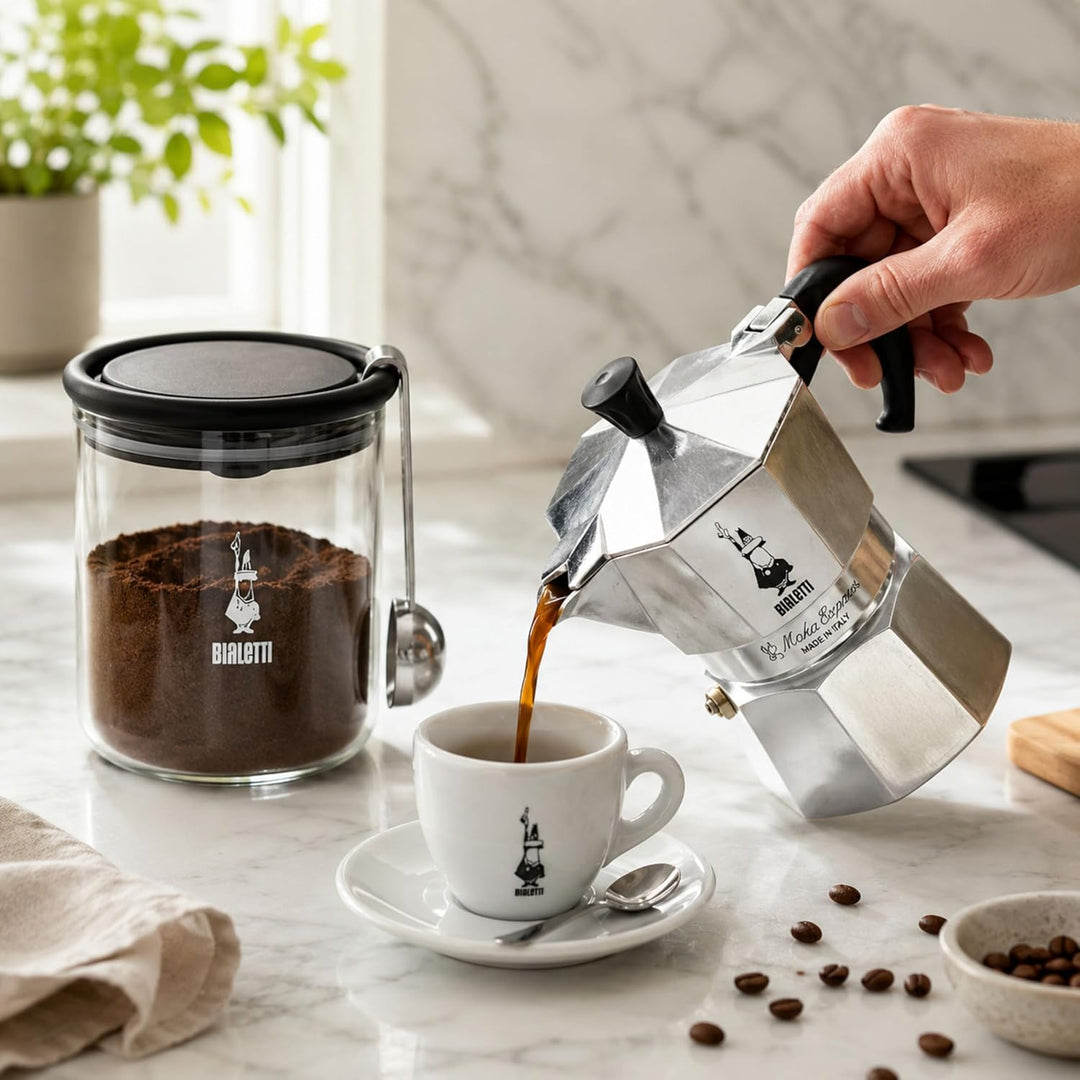 Bialetti 250 g Mokkaglas für Kaffee (mit Verschluss), Glas Single