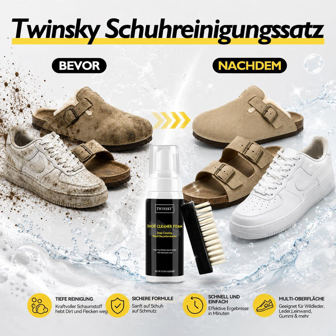 6-in-1-Schuhpflege-Set, mit pflanzlichem Schaum, Desodorierungsspray, 3 Bürsten und Mikrofasertuch,