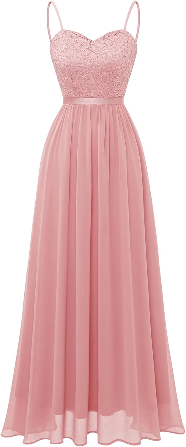 DRESSTELLS Damen Abendkleider Elegant für Hochzeit Brautjungfernkleider Lang Chiffon Brautjungfernkl