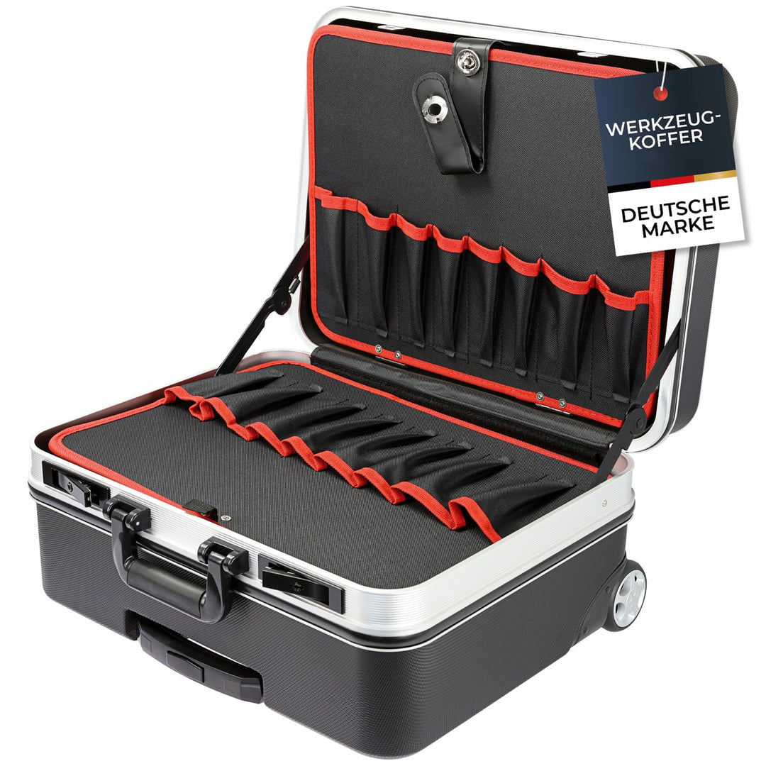 HMF 15602-02 Werkzeugtrolley leer, Werkzeugkoffer aus ABS-Kunststoff mit Rollen | 47 x 40 x 24,5 cm,