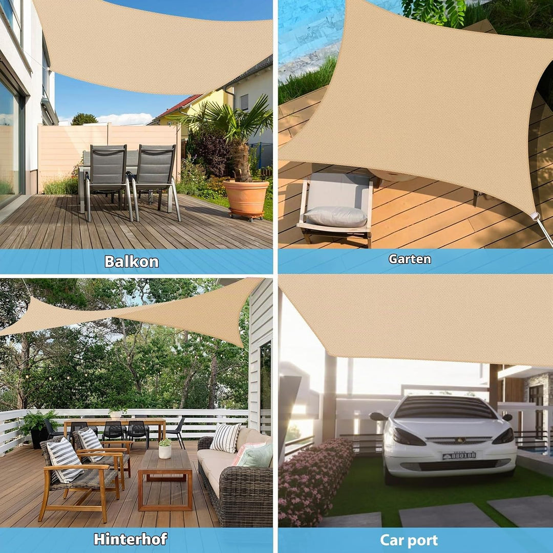 Sonnensegel 3x4m, Sonnenschutz Wasserdicht Windschutz Sonnensegel UV Schutz 99% Sunsegel mit Ösen Sc