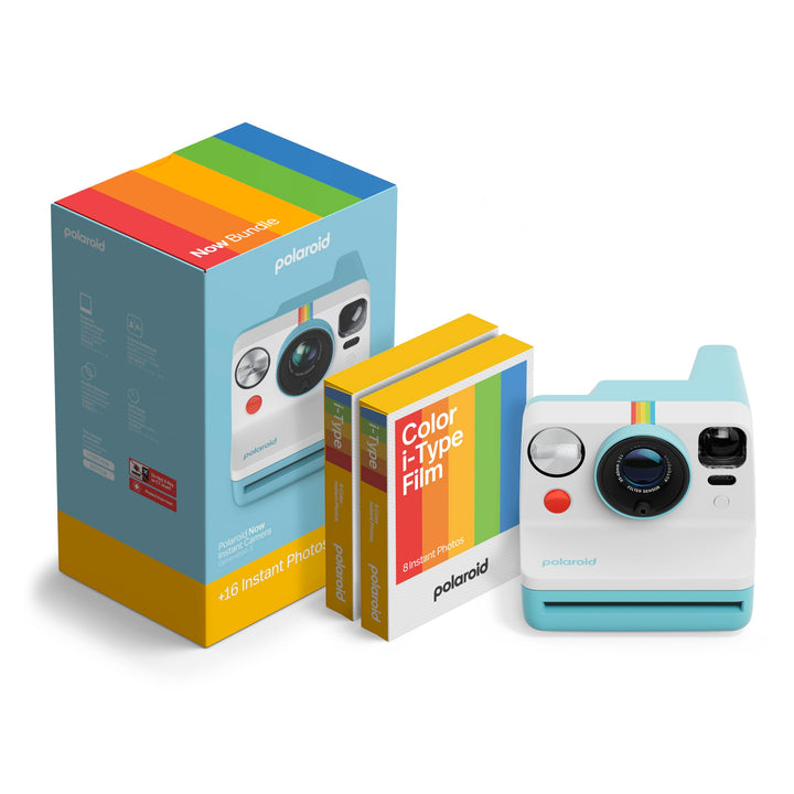 Polaroid - SofortbildKamera - Now Gen3 - Artic Blue + Color Film Bundle (16 Photos)