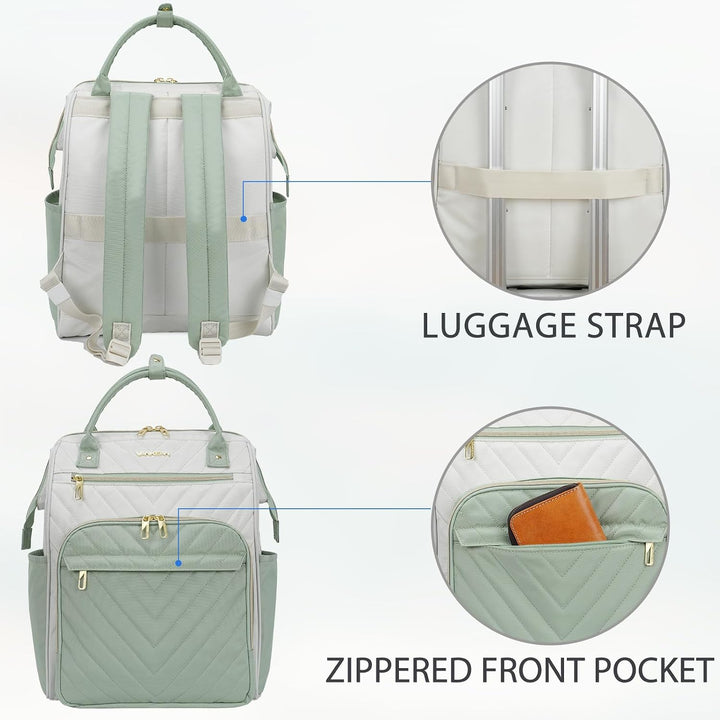 VANKEAN 15.6 Zoll Laptop-Rucksack für Damen – Herren, Beige-Hellgrün | Computer Arbeitstasche, Gross
