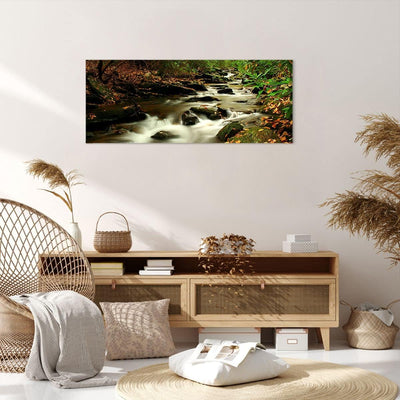 Wandbilder Dekoration Wohnzimmer Bäume Strom Felsen Panorama Bilder auf Leinwand 120x50cm Leinwandbi