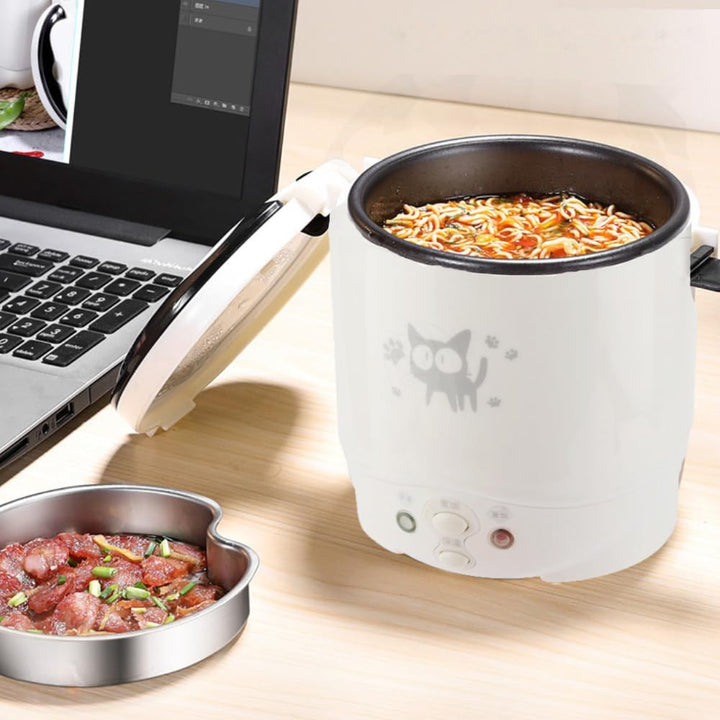 Mini Elektrischer Reiskocher für Auto, 12V, 100W, 1L Kapazität, USB-Anschluss, Tragbarer Dampfgarer