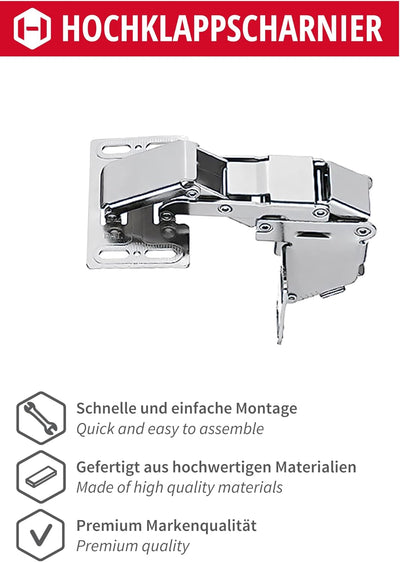 Gedotec Caravanscharnier Hochklappscharnier CH 600 Klappen-Scharnier mit SOFT-CLOSE Dämpfung | Möbel