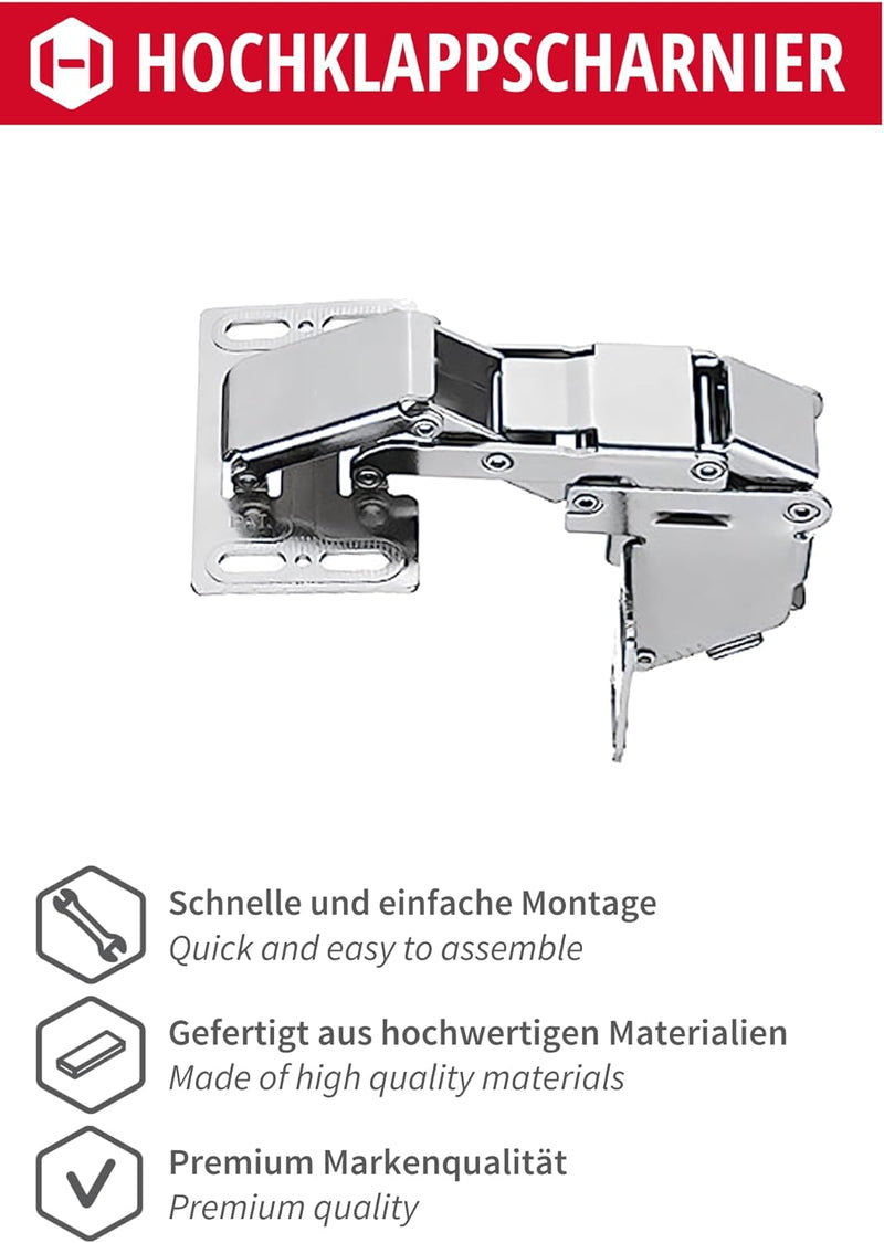 Gedotec Caravanscharnier Hochklappscharnier CH 600 Klappen-Scharnier mit SOFT-CLOSE Dämpfung | Möbel