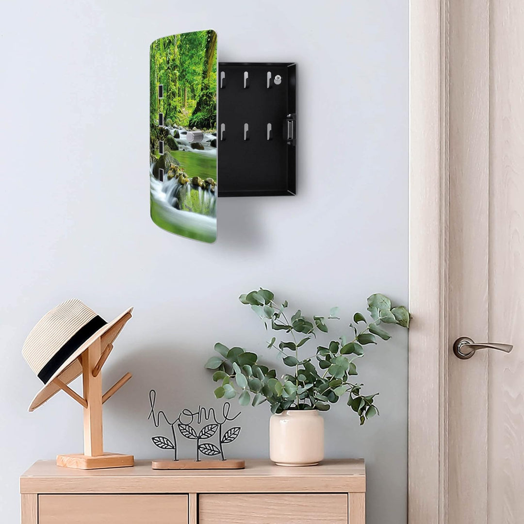 banjado® Design Schlüsselkasten aus Edelstahl Motiv Rauschender Bach für 10 Schlüssel - Schlüsselsch