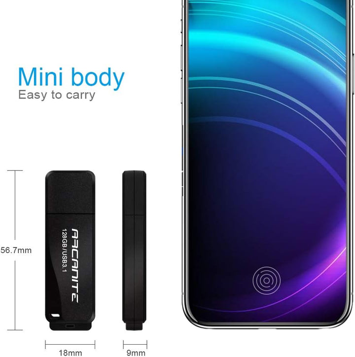 ARCANITE 128 GB USB 3.1 SuperSpeed USB-Stick, Lesegeschwindigkeit von bis zu 400 MB/s, 128 GB USB 3.