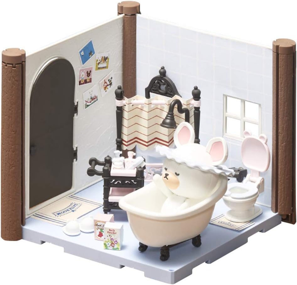 Bandai – Haco Room – Set für Davids Badezimmer – 72 Teile zum Zusammenbauen – Puppe David, Zimmer un