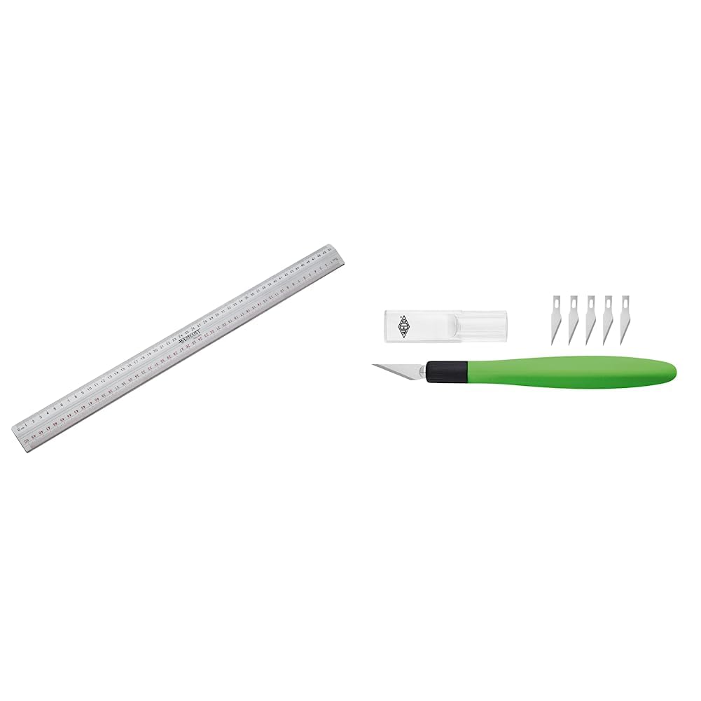 Westcott E-10113 00 Schneidelineal aus Metall, 50 cm, silber & Wedo 7852199 Cutter Skalpell Comfortl