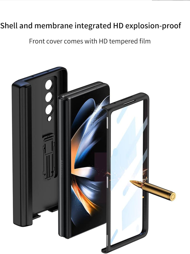 COQUE Galaxy Z Fold 4 Handyhülle mit Schutzfolie, aufklappbare All-Inclusive-Hülle mit Scharnier, ve