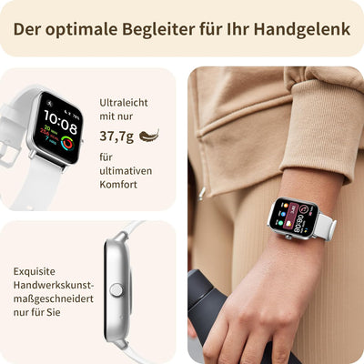 Yoever Smartwatch für Damen Herren, Telefonfunktion und Alexa Built-in, 1.8" Fitnessuhr mit Herzfreq