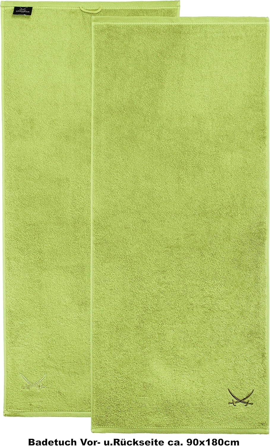 Sansibar Badetuch 2er Set 90x180 cm 100% Baumwolle mit gesticktem Säbel Logo Strandtuch Saunatuch Gr