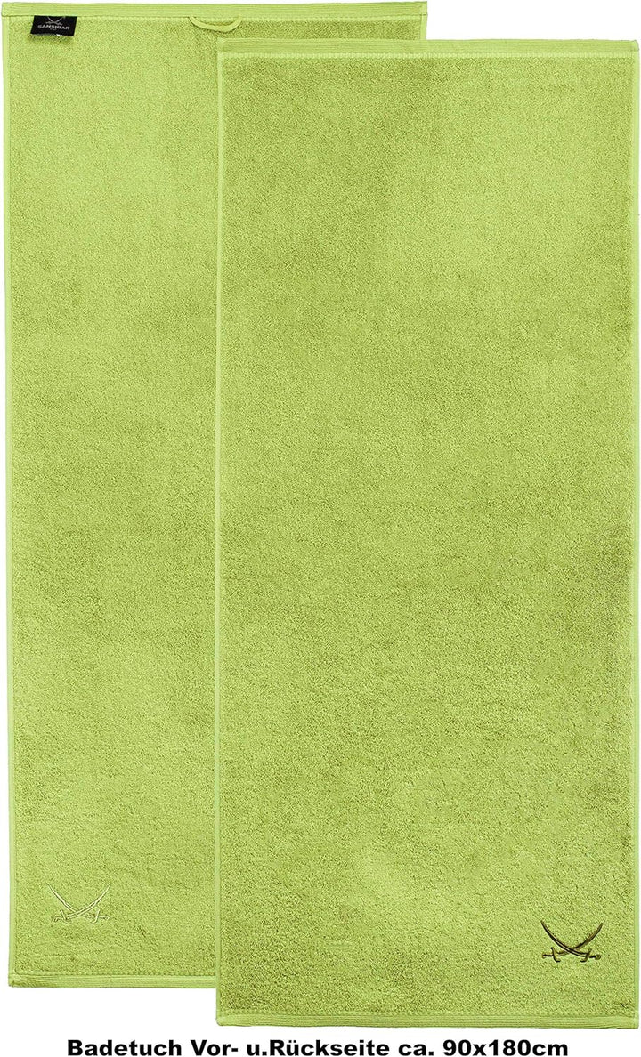 Sansibar Badetuch 2er Set 90x180 cm 100% Baumwolle mit gesticktem Säbel Logo Strandtuch Saunatuch Gr