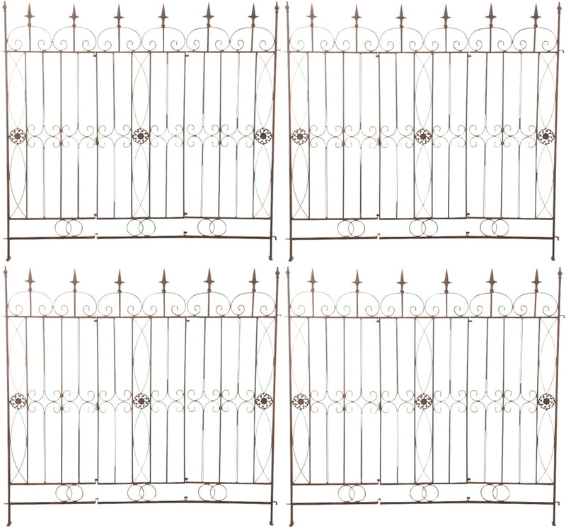 CLP 4er Set Eisen-Gartenzäune Mangold I Individuelle erweiterbare Rankzäune I Rankgitter im Landhaus