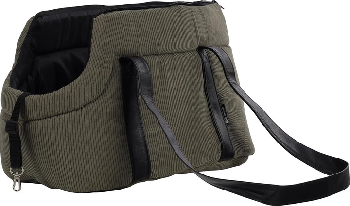 Hundetasche - Tragetasche Alessia Grün – 46x23x25cm – Polyester mit Rippcord – Öffnung Oben – heraus