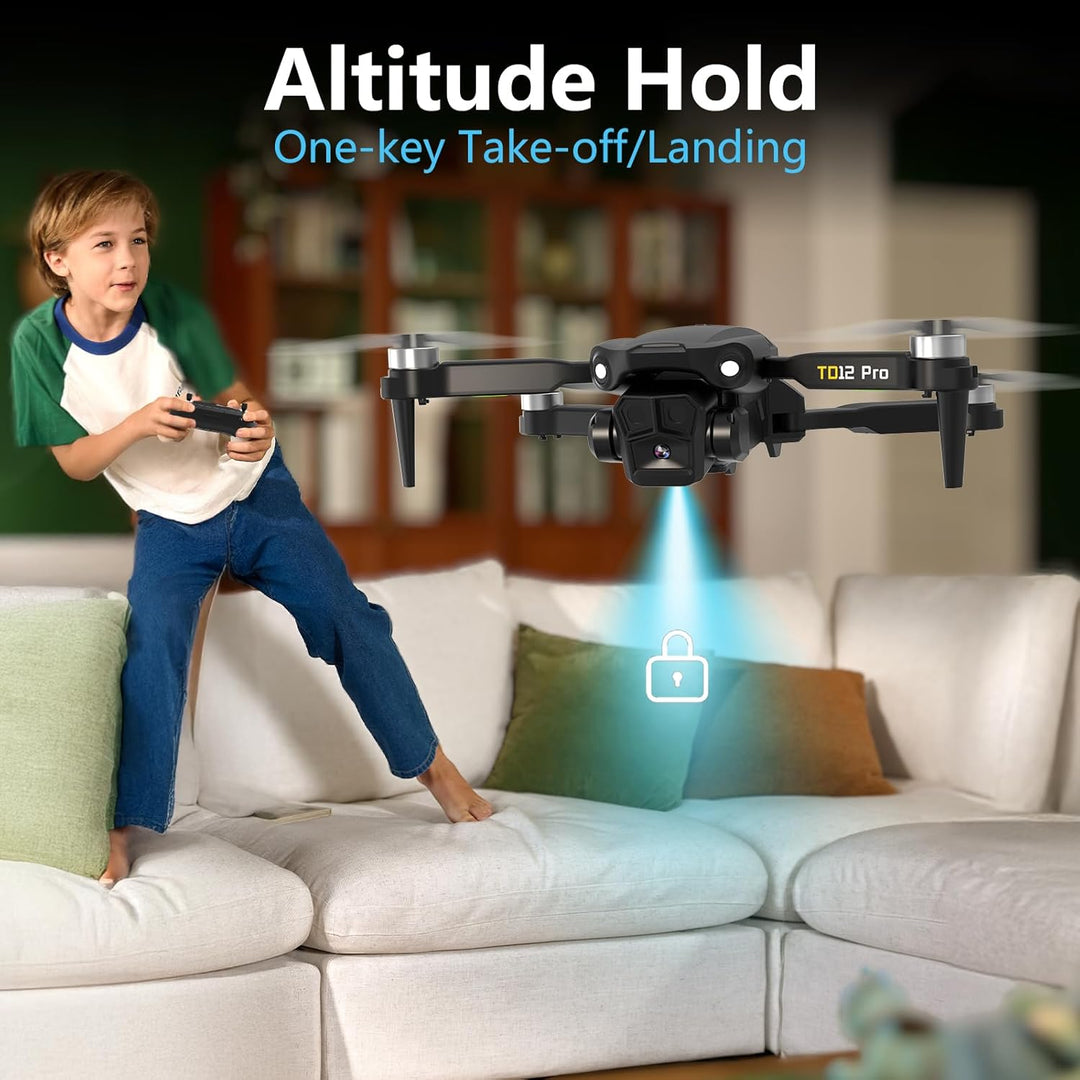 TD12PRO Mini-Drohne mit Kamera für Anfänger, Faltbare Drohnen für Erwachsene, Bürstenloser Motor, 3