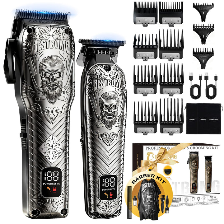 BESTBOMG Professionelle schnurlose Herren-Haarschneidemaschinen und Bartschneider-Sets und -Sets, Me