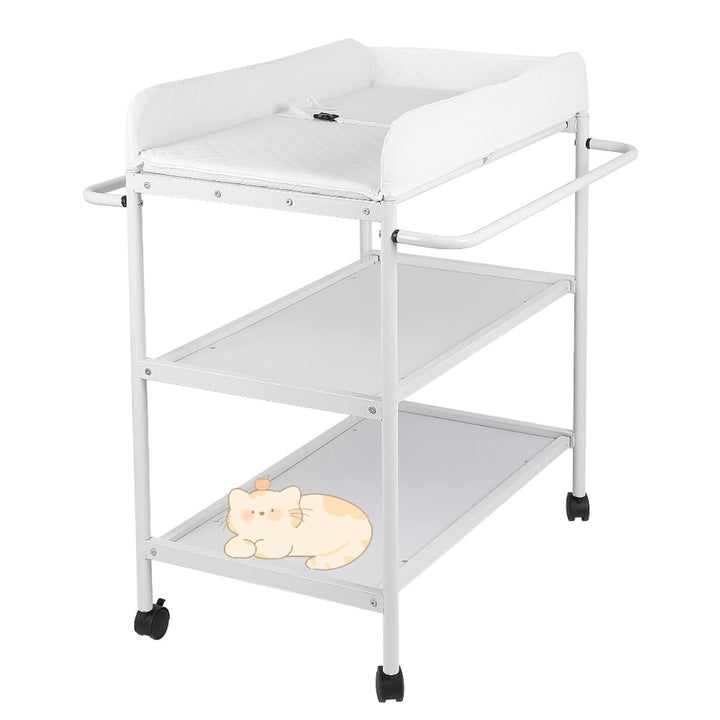 RELOVE Faltbarer Wickeltisch mit Aufbewahrungskorb, Struktur aus Eisen, max. Belastung 25 kg, für Ne