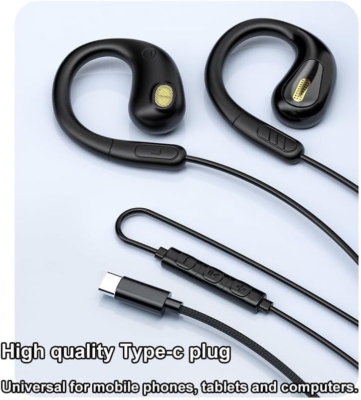 USB C Kabelgebundene Open-Ear Kopfhörer mit Mikrofon & Über-Ohr-Haken, Typ C Kopfhörer für iPhone 17