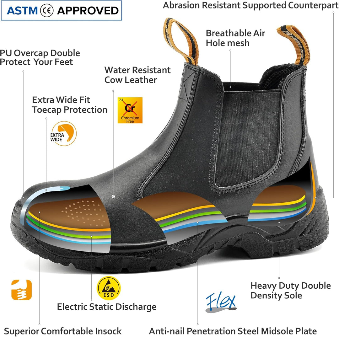 SAFETOE Sicherheitsstiefel Arbeitsschuhe mit Stahlkappe M8025 (S3 klassischer Artikel) von Anti-Punk