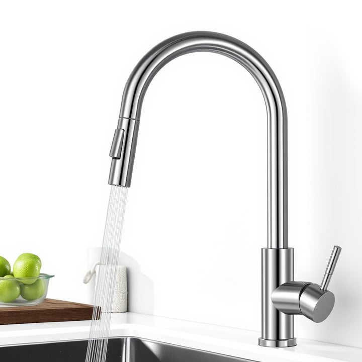 Wasserhahn Küche Ausziehbar, Hochdruck Küchenarmatur mit Brause 2 Modi (Belüfteter Strahl &amp; Brausest