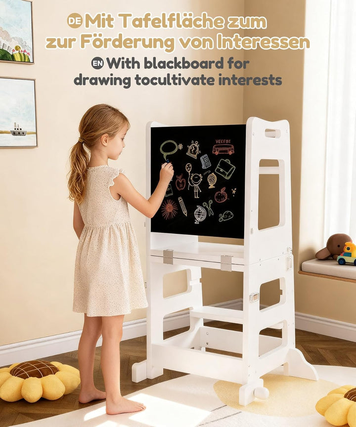 Yorbay 3 in 1 Lernturm ab 1 Jahr: Montessori Lernturm mit Tafel - Learning Tower für Kinder mit Sich