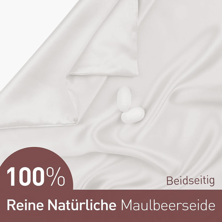 Joyhabit Seidenkissenbezug 80x80, Beige, 16MM Silk Pillowcase aus 100% Bio Maulbeerseide, Super für