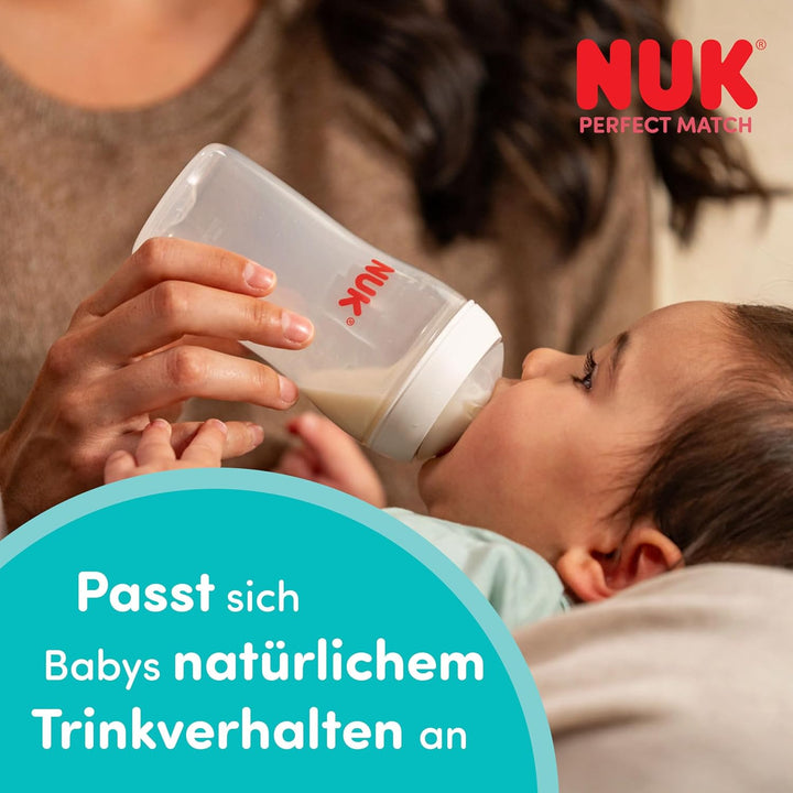 NUK Perfect Match Babyflaschen | 0-3+ Monate | 150 ml &amp; 260 ml | Anti-Kolik-Trinkflasche | PP | Temp