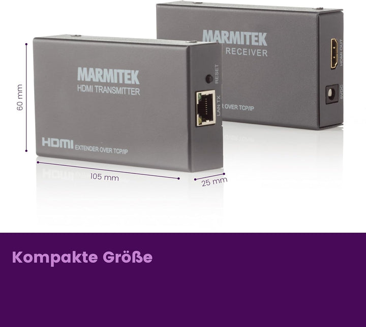 HDMI Extender LAN - Marmitek MegaView 90 - CAT 5e/6 Kabel oder Netzwerk (IP/LAN) - 1080p - 120m - Zu